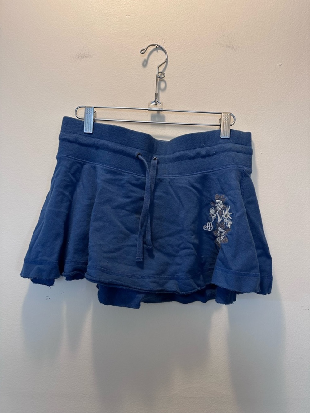 Abercrombie & Fitch Navy Blue Mini Skirt with Embroidered Floral Detail